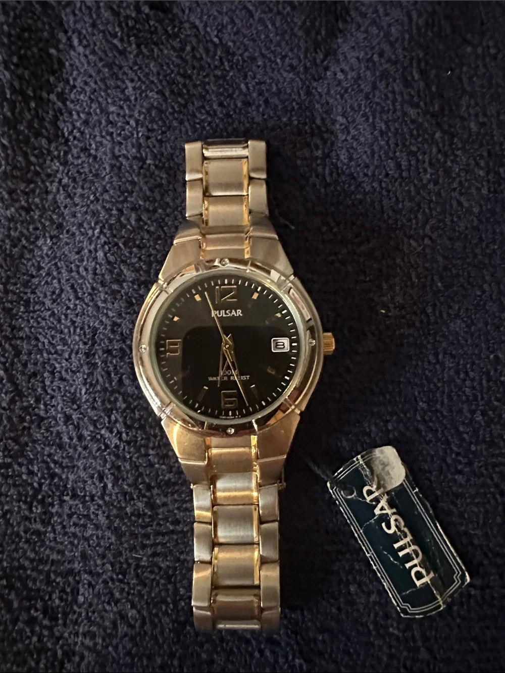 Pulsar Gold-Tone Men’s Bracelet Watch with Black Dial